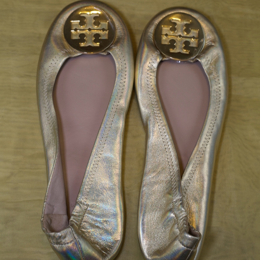 Tory Burch Gold Flats